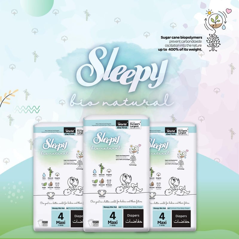 Sleepy Bio Natural Premium Size 4 Diapers | 200 Count | Hypoallergenic & Eco-Friendly - Image 3